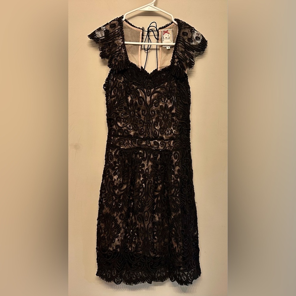 Yoana Baraschi Black Lace Overlay Dress Size 4 - Picture 2 of 8